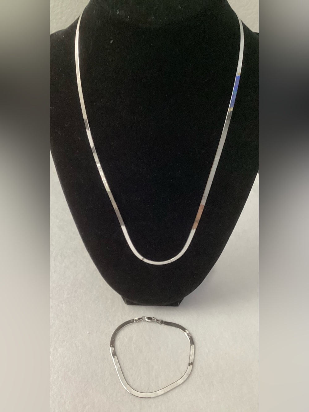 RH Macys Sterling Silver Herringbone Necklace & Bracelet Set